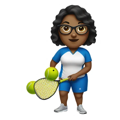 Dark haired chubby woman with glasses playing pickleball sticker