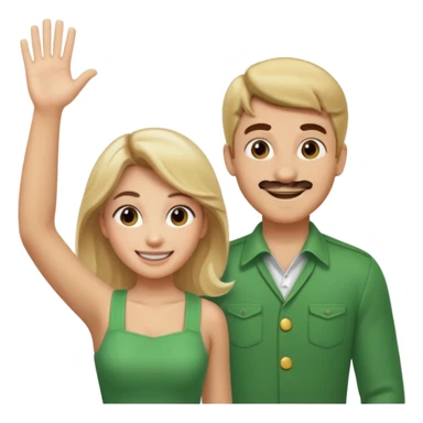 blonde female Luigi and a normal brown hair male mairo. They are friends! Maybe highfiving or just smiling sticker