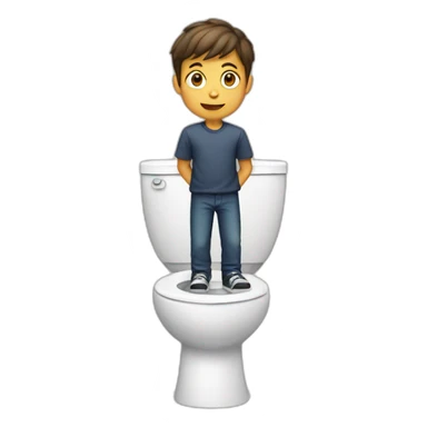 A boy standing on a toilet sticker