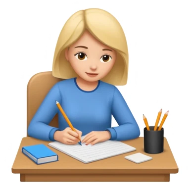 woman sitting and writing on a paper sticker