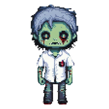 zombie boy with emo hair and white shirt sticker