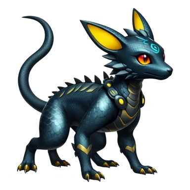 Modern Futuristic Scaly Cyber-Salandit-Umbreon-Litten-Hybrid (Full body) sticker