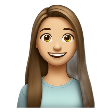 Spaniard Teenager girl long Brown straight hair funny face smiling taking selfie sticker