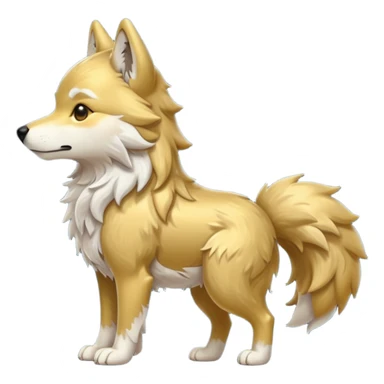Gold wolf chibi side profile full body facing left  sticker