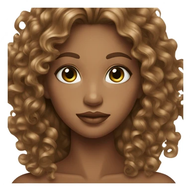 Curly brunette with long hair green eyes brown skin and plump lips  sticker