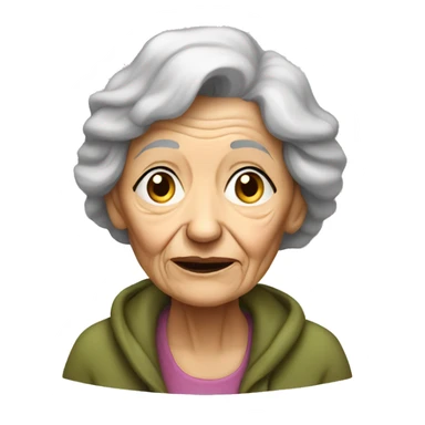 Elderly woman who is homeless, disheveld sticker