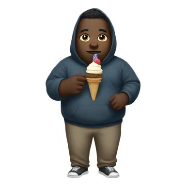 Fat black man wearing a hoodie and eating ice cream sticker