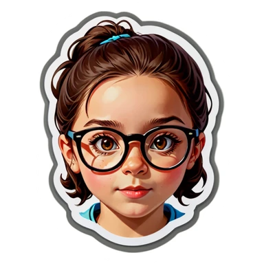 realistic portrait of girl with glasses sticker