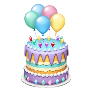 Two layer cake adorned with raw pastel jagged crystals & ballon’s sticker