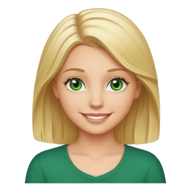 White girl with blonde shoulder length hair and green eyes sticker