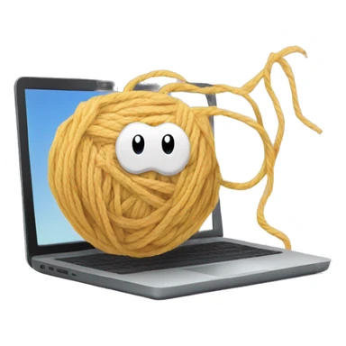 Laptop with a ball of yarn sticker