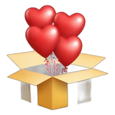 Open gift box with heart balloons  sticker