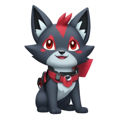 Kawaii Cool Edgy Zorua-Zangoose-Zoroark-Mightyena with a collar and harness full body sticker