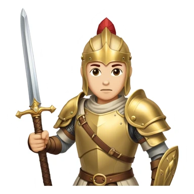 An Warrior from RPG game holding a long sword, with brass armor sticker