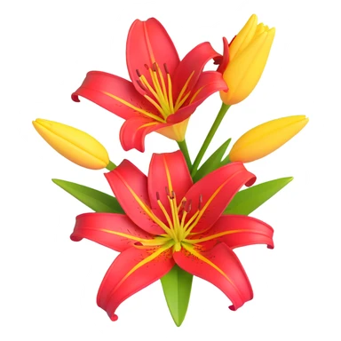 red and yellow lily flower, viewed from above sticker
