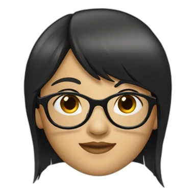 girl,wearing glasses,bangs，black hair,straight hair sticker