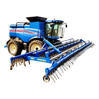 Bourgault 3420 Paralink Hoe Drill (2022) – Cinematic-realistic Bourgault 3420 Paralink Hoe Drill, its massive blue frame stretching across the vast fields. The powerful machine plants seeds with pinpoint accuracy as the sun rises over the horizon, golden dust swirling in the crisp morning air. sticker