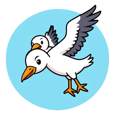 stork flying with a human baby in a bundle sticker