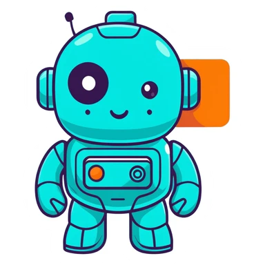 teal cute robot winking sticker