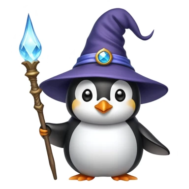 penguin wizard casting a magical spell sticker
