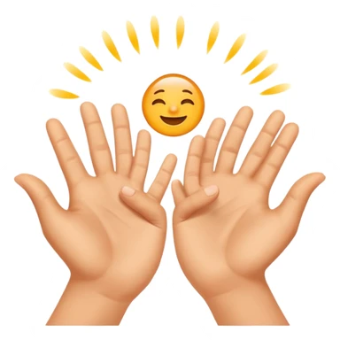 Realistic hands clapping, joyful celebration, focus on hands, motion blur, bright background sticker