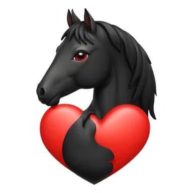 Black Horse centered within a red heart emoji sticker