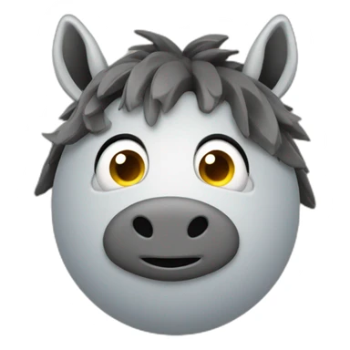 3d sphere with a cartoon Donkey skin texture with big thoughtful eyes sticker