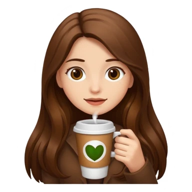Brown long haired girl with coffee sticker