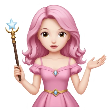 beautiful-haired in pink woman with a wand sticker