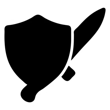 shield and knife solid filled icon sticker