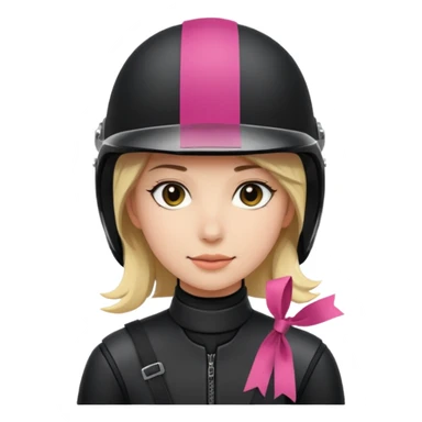 Rider helmet black matte at the back theres ribbon attached for female rider sticker