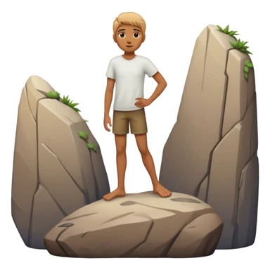 a person standing on a rock with only one foot sticker