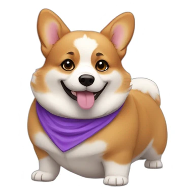 very fat corgi with purple hair girl sticker
