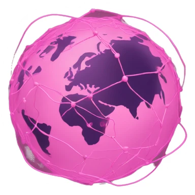 Pink connected network globe   sticker