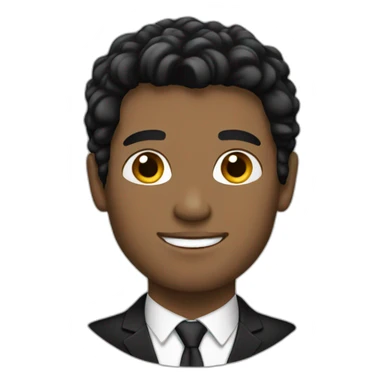 White man with black suit and black hair sticker