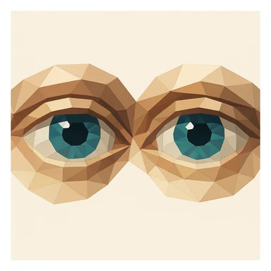 anatomically correct human eyes touching each other in polygonal low-poly style sticker