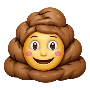 brown mud smile emoji with a simple smile, glossy, no background, iPhone Apple emoji style sticker