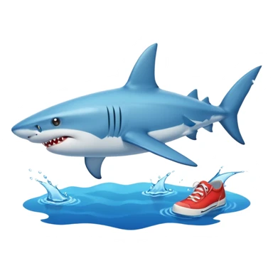 Put the shoes on the fins of the shark sticker