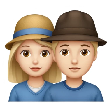 Girl boy emwearing hat sticker