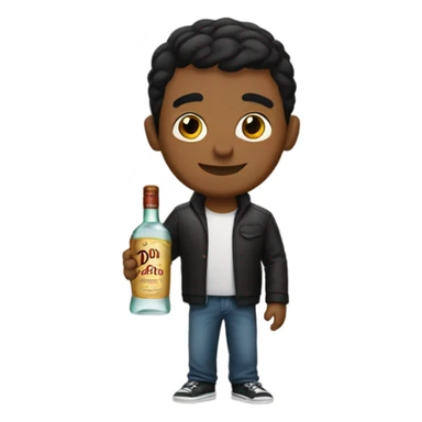 brown man with short black hair holding a bottle of don julio sticker