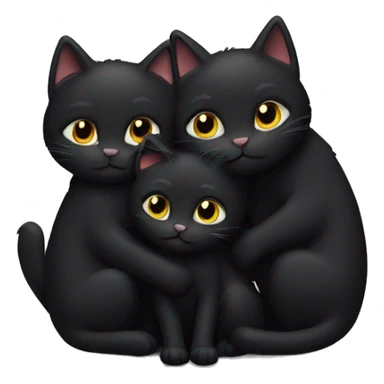 3 black cats hugging  sticker
