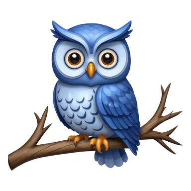 blue fat owl at the tree sticker