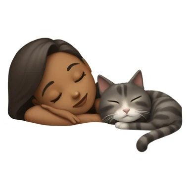 Girl and cat sleeping sticker