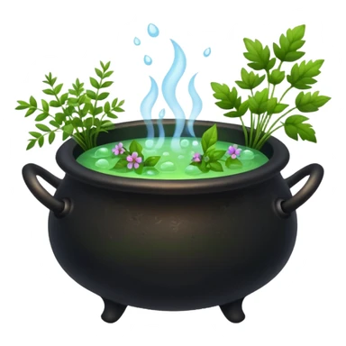 Cauldron with herbs and flowers sticker