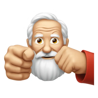 red bearded old man fist bumping with fist facing towards the camera, smiling sticker