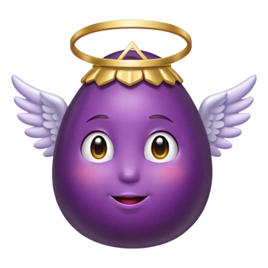 Eggplant from the side wearing an angel halo sticker