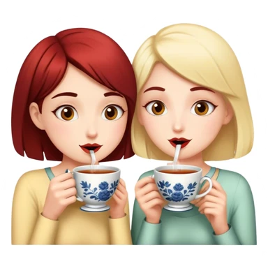 girl friends drinking tea and gossiping sticker