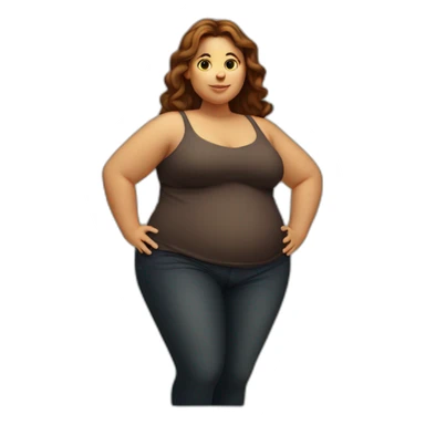 obese-jeune-woman-big-belly-cheveux-long-marron sticker