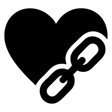 chain heart, solid black icon, bold lines sticker