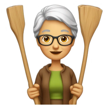 Une grand-mère avec une canne en bois sticker